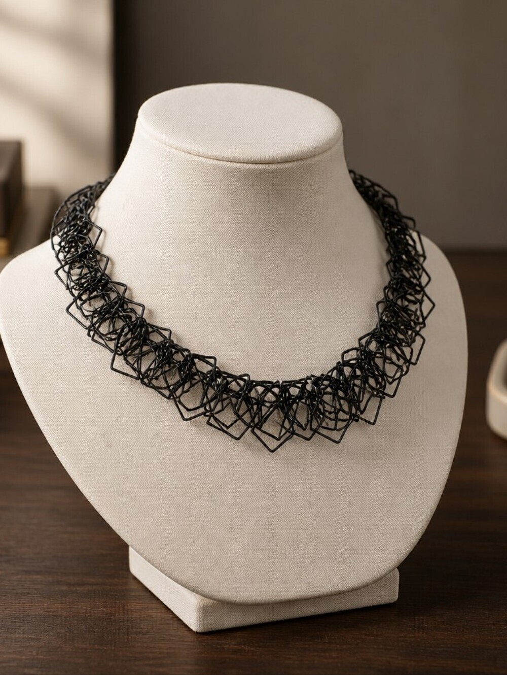 Black MCM Geometric Square Link Adjustable Necklace Avant-garde Punk Rock